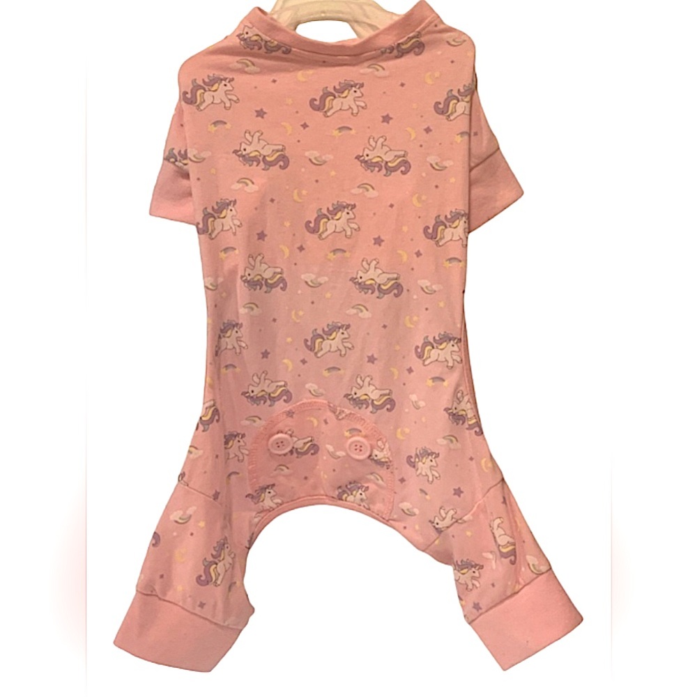 Pet Dog Pre-Owned Pink Dog Unicorn Jumpsuit Size Medium.